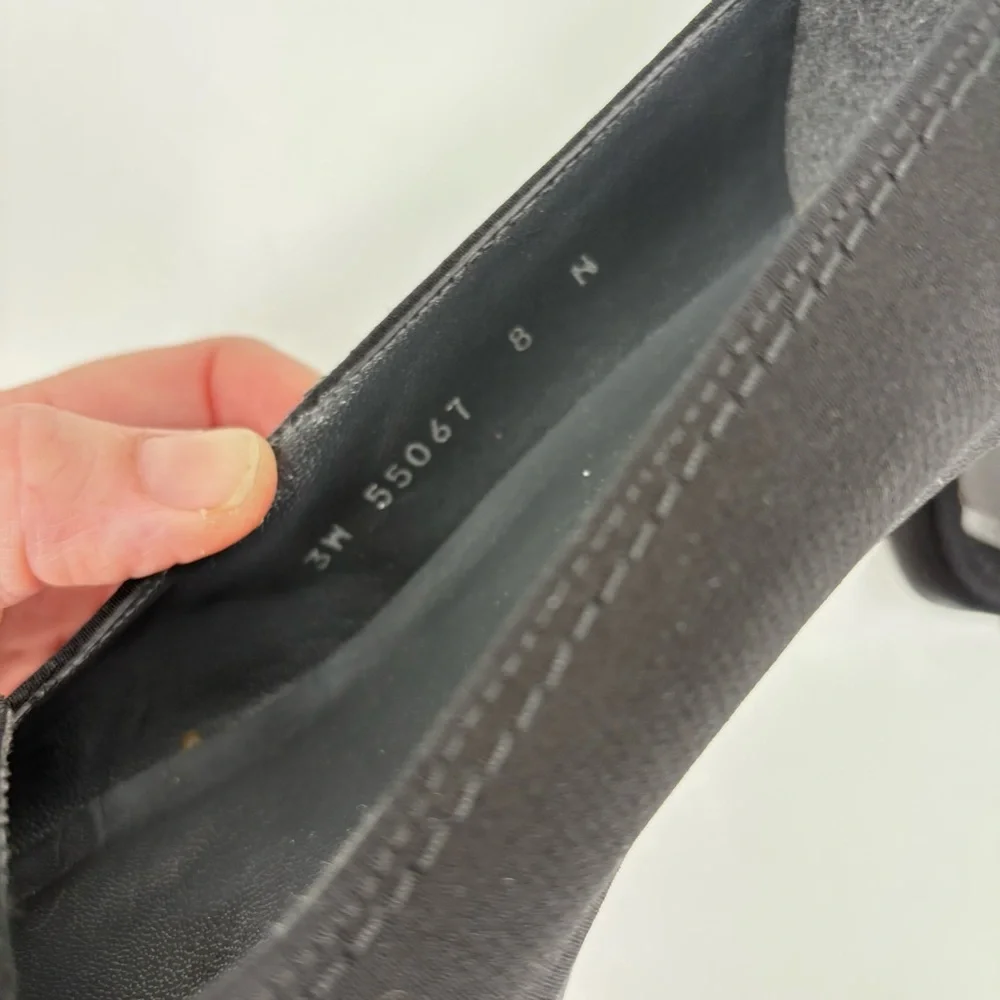 Stuart Weitzman Sude Leather Square‎ Toe Tassel Pumps Black 8N